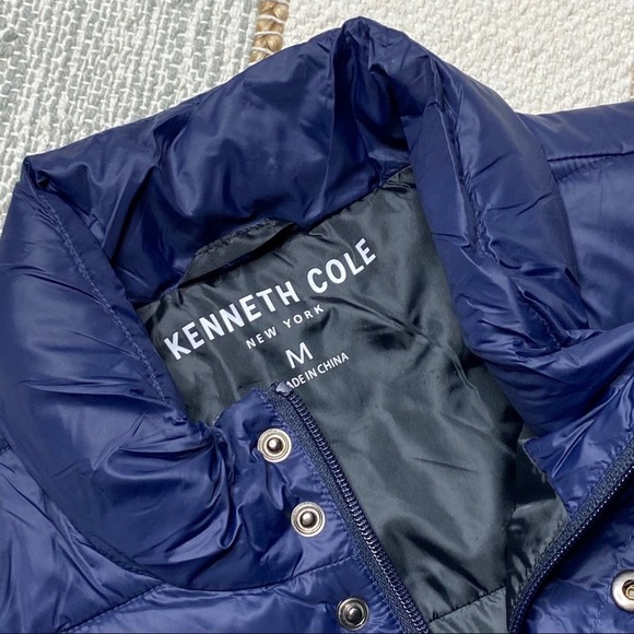 Kenneth Cole New York Navy Blue Zip Up Down Jacket Men’s Medium - Picture 6 of 8